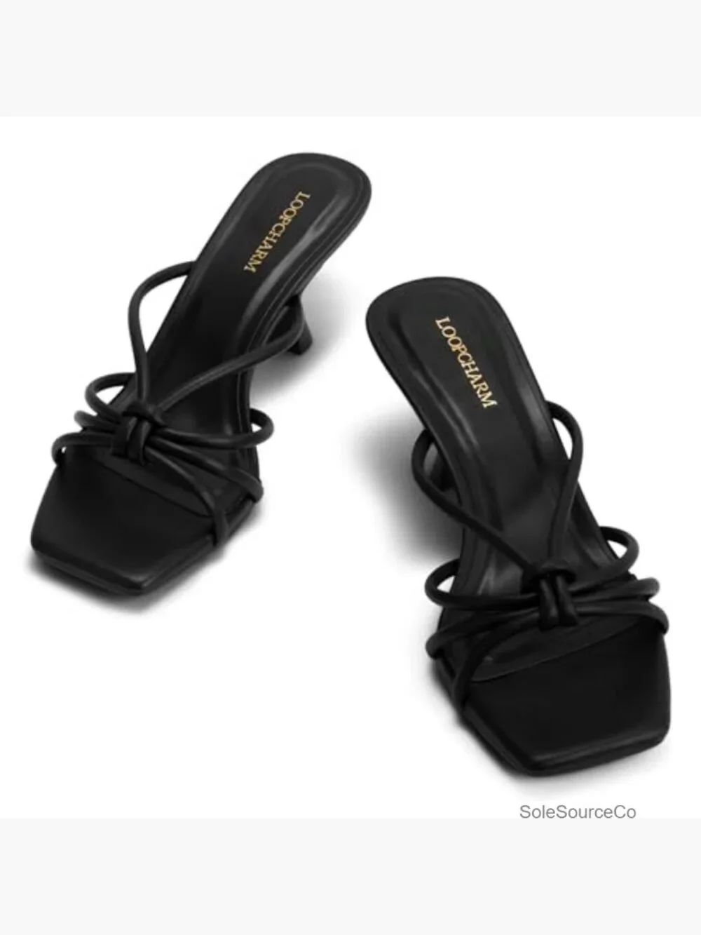 Strappy Square Open Toe Kitten Heels Sandals Knotted Design Slip On Mule Style